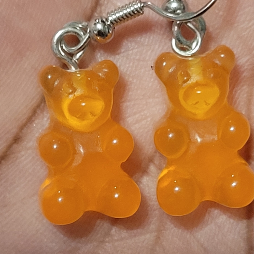 Orange gummy bear earrings